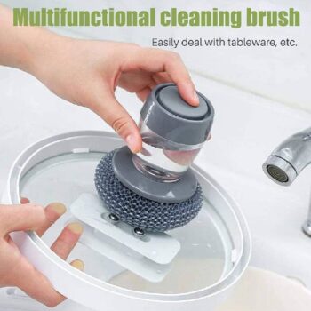 Soap Dispensing Brush, Multifunctional Pressing Cleaning Brush Built-in Liquid Storage Tank Kitchen Dishwashing Pot Brush