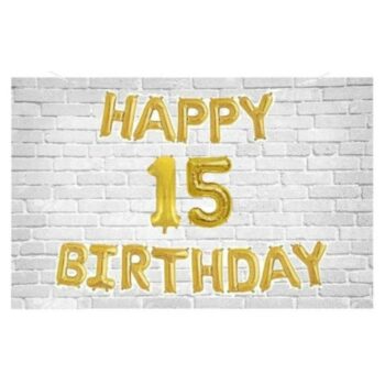 15th Happy Birthday Letter (Golden) with Numeric 15