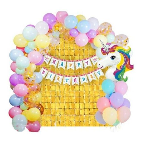 Blooms Mall Unicorn Theme Birthday Decorations Items Combo Set - 51Pcs