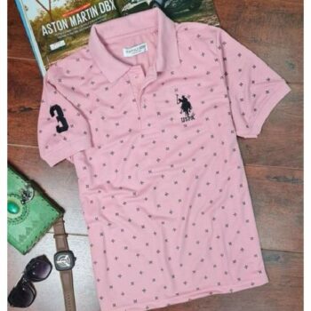 Cotton Dotted Half Sleeves Polo Men's T-Shirt
