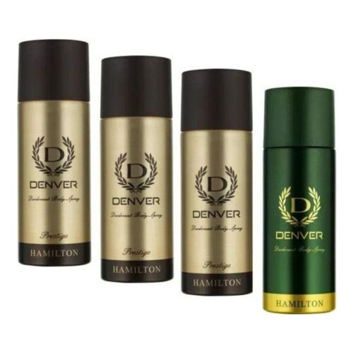 Denver Deodorant Spray (3 Prestige & 1 Hamilton) - 165ml - PHA-001 Deodorant Spray - For Men (660 ml, Pack of 4)