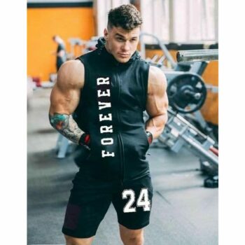 Forever 24 Lycra Printed with Solid Sleeveless Regular Fit Men's TrackSuit