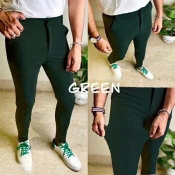 Men's Lycra Trouser, Lycra Casual Trouser for Men Green