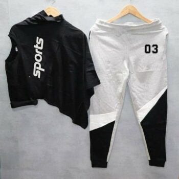 Men's Sports Tracksuit for Summer, Cotton T-Shirt and Trackpant Combo Set