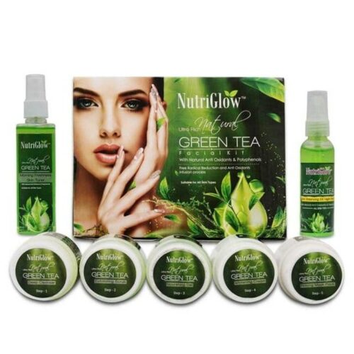 NutriGlow Green Tea Facial Kit + Green tea morning freshness Skin toner + Green tea Skin balacing EX night toner