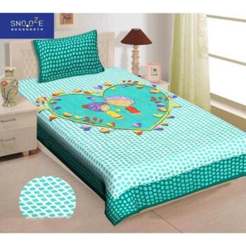 144 TC 100% Cotton Printed Single Bedsheet Set with One Pillow Case (63x90 Inches)