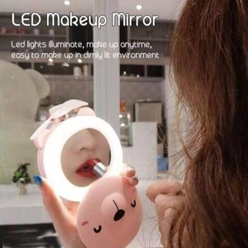 Cute Pig Makeup Mirror With Small Fan LED Light Pig Makeup LED Fill Light