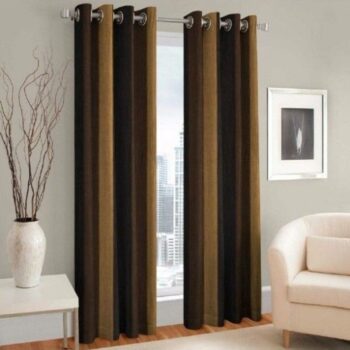 Decorative Solid Long Crush Polyester Window Curtain Set of 2