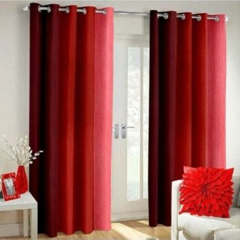 Decorative Solid Long Crush Polyester Window Curtain Set of 2