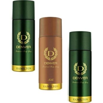 Denver 1 Noble + 2 Hamilton Deodorant 165ml*3Pcs BM-5004 Body Spray - For Men (495 ml, Pack of 3)