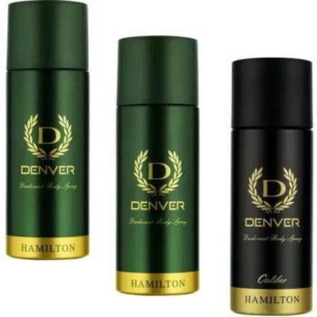 Denver (2 Hamilton & 1 Caliber) - 165ml - HC020 Deodorant Spray - For Men (495 ml, Pack of 3)