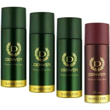 Denver (3 Hamilton & 1 Honour) - 165ml - HH-03 Deodorant Spray - For Men (660 ml, Pack of 4)