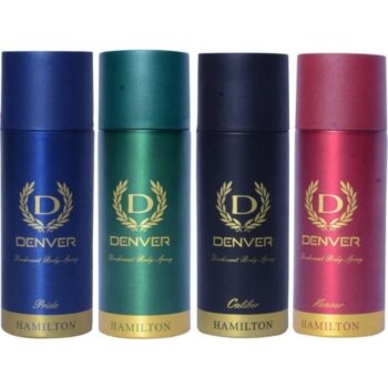 Denver PRIDE, HAMILTON, CALIBER, HONOUR Deodorant Spray - For Men (660 ml, Pack of 4)