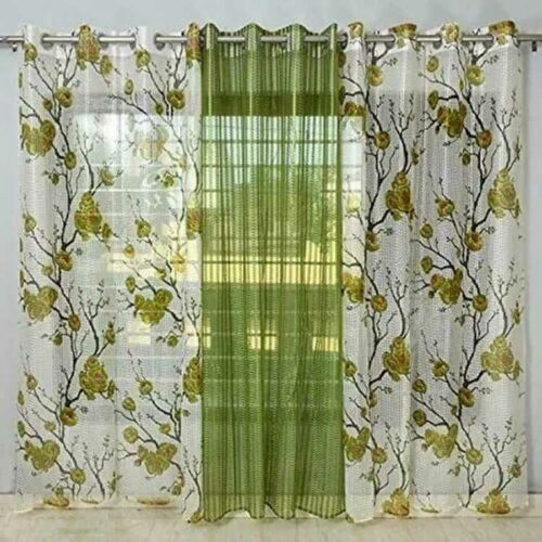 Polyester Sheer 7 Ft Door Curtain (Green)