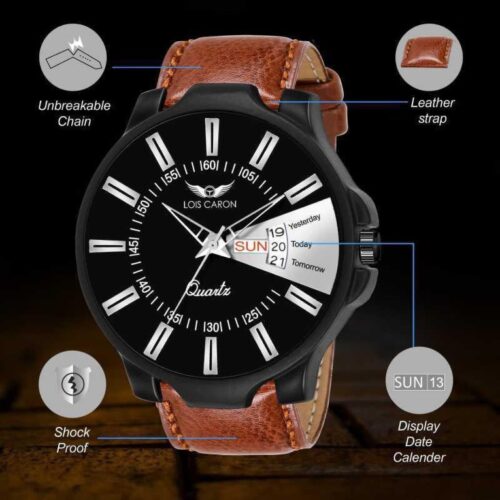 Posh Lois Caron Men's Analog Watch - Synthetic Leather Watch