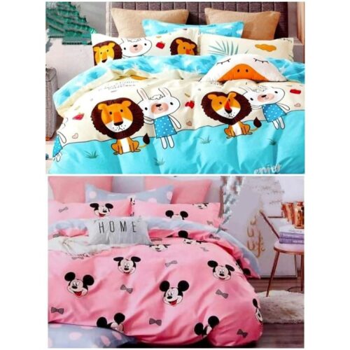 Combo of 2 Glace Cotton Printed Double Bedsheets