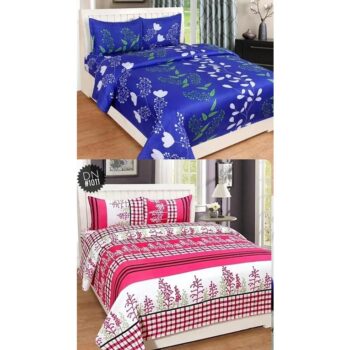 Combo of 2 Polycotton Printed Double Bedsheets