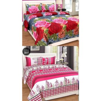 Combo of 2 Polycotton Printed Double Bedsheets
