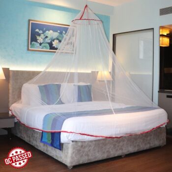 Mosquito Net - for Double Bed, King-Size, Round Ceiling Hanging Foldable Polyester Net