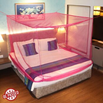 Mosquito Net - for Double Bed, King-Size, Square Hanging Foldable Polyester Net