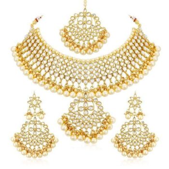 Sukkhi Eye Catching Kundan & Pearls Jewellery Set