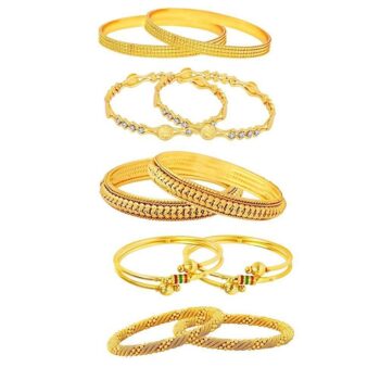 Sukkhi Traditional Gold plated & Stone Bangles Combo Pack Of 7