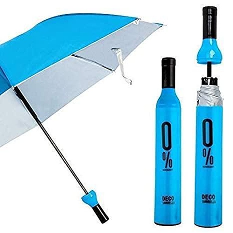 Windproof Double Layer Umbrella With Bottle Cover (Random Color)