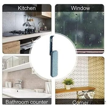 360° Rotable Brush with Folding Long Handle, Microfiber Flat Floor Brush Mop Rotatable Cleaning Brush Glass Wiper Window Cleaner Floor Cleaning Car Glass Cleaning Scraper Dust Mop