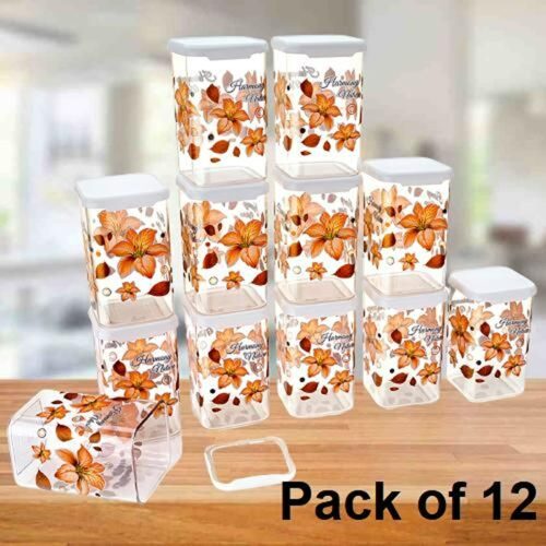 Air Tight Kitchen Plastic Storage Containers Jars Combo Set - 1100 ml Plastic Grocery Container (Pack of 12)