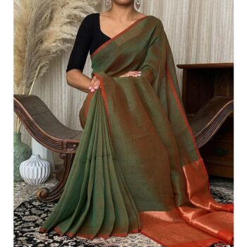 Attractive Solid Khadi Cotton Saree