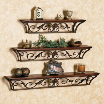 Beautiful Wrought Iron Glossy Wall Shelf with 3 Shelves (Code: C2317181)