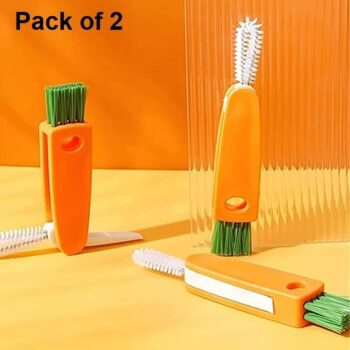Bottle Cleaning Brush - 3 in 1 Multifunctional Cleaning Brush Bottle Mouth Cap Detail Cup Brush (Pack of 2)