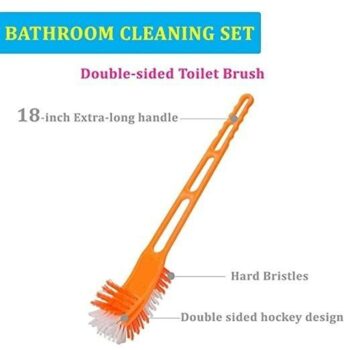 Cleaning Set Combo - Grips Plastic Tile Scrubber, Toilet, Basin and Nylon Sink Brush, Plastic Kharata Broom Bathroom Cleaning Set