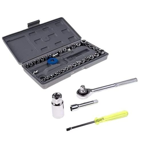 Drilling Tool Kit - Screw Driver Set Tool Box Set Socket Wrench Sleeve Suit Hardware Auto Car Repair Tools Socket Home Tool kit Set ( 40 PCS)