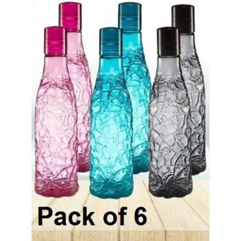 Frekich New Create Design Plastic For Office Use, Kitchen Use, Water Bottle 1000 Ml Bottle (Pack of 6)