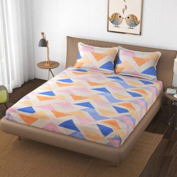 Glace Cotton Elastic Fitted Queen Size Bedsheet