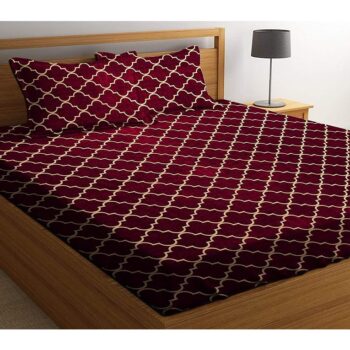 Glace Cotton Fitted Full Elastic Double Bedsheet