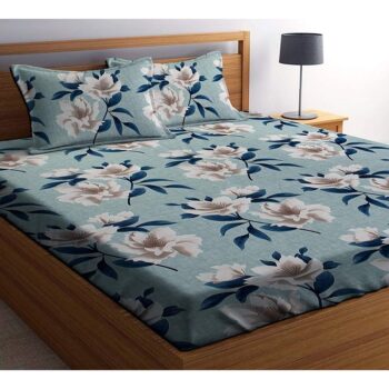 Glace Cotton Fitted Full Elastic Double Bedsheet