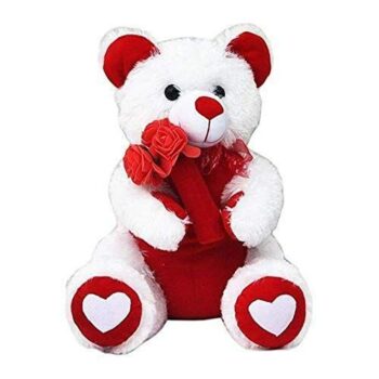 Kids Soft Huggable Soft Red & White Teddy Toy