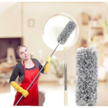 Feather Duster Bendable & Extendable Fan Cleaning Duster with 100 inches Expandable Pole Handle Washable Duster for High Ceiling Fans