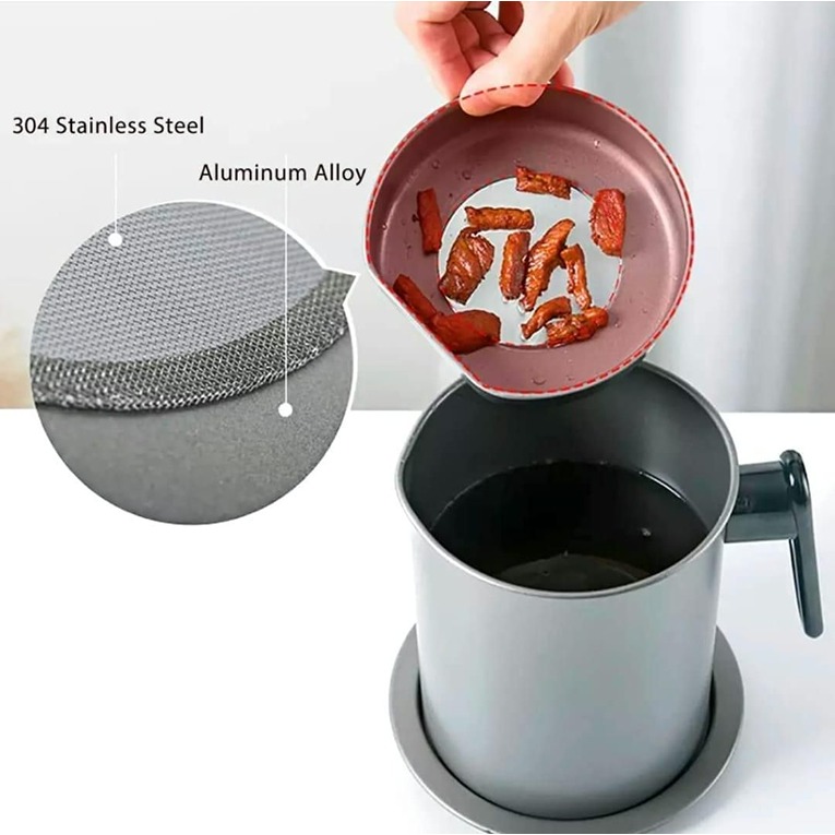 Bacon Grease Container With Stainless Steel Grease Strainer(1.4l