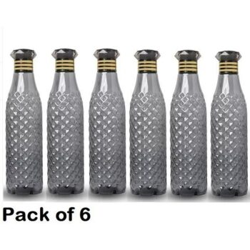 Plastic Crystal Diamond Water Bottle for Fridge, Office Gym, 1000ml Bottle (Pack of 6) (Code: C2259306)
