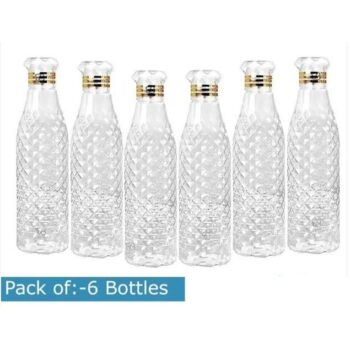 Plastic Water Bottels For Fridge 1000 ml Bottle (Pack of 6)