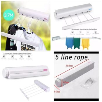Retractable Clothes Dryer - Airer Washing Line Laundry Wall Mount Dryer Hanger Clothesline Outdoor Washing Line Drying Rack