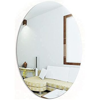 Self Adhesive Mirror Sheet | Flexible Non Glass Mirror Tiles | Mirror Sticker for Office Home Bathroom Wall Decor - Oval (30x40cm) (KDB-20557)