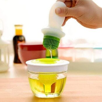 Silicone Oil Dispenser Pastry Brush Glass Docking Bowl Set for Cooking, BBQ, Baking and Grilling