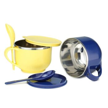 Soup Bowl with Spoon, Airtight Leakproof Lid, Handle, Spoon Holder, Stainless Steel Soup Tok Container