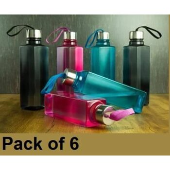 Square Water Bottle For Office Use, Kitchen Use, Water Bottle 1000 Ml Bottle (Pack Of 6)