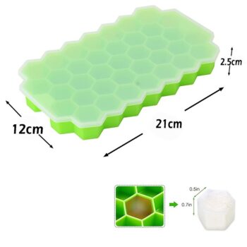 Swadish Ice Cube Tray - 37 Grid Flexible Reusable Silicone Honeycomb Ice Cube Tray