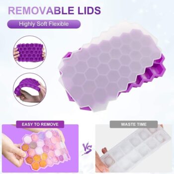 Swadish Ice Cube Tray - 37 Grid Flexible Reusable Silicone Honeycomb Ice Cube Tray (Assorted Color)